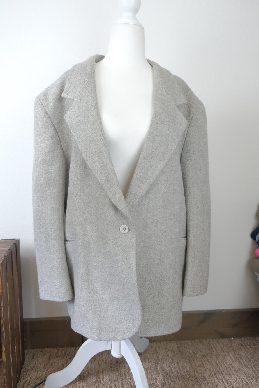 Vintage L.L. Bean Tweed Womens Wool Heavyweight Wool Tan Blazer Jacket Size 18P